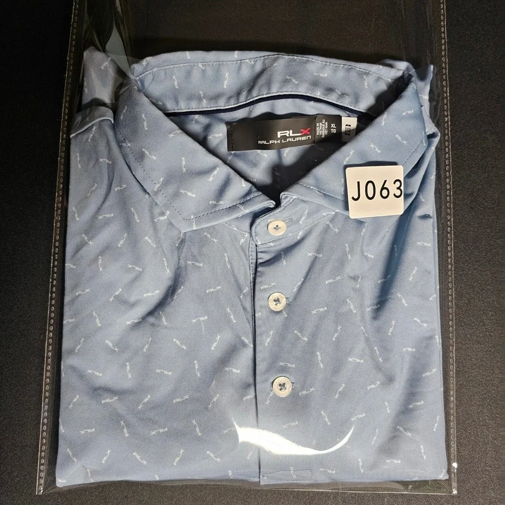 RLX Ralph Lauren Men's XL Blue RLX Logo Print Performance Golf Polo Short Sleeve
